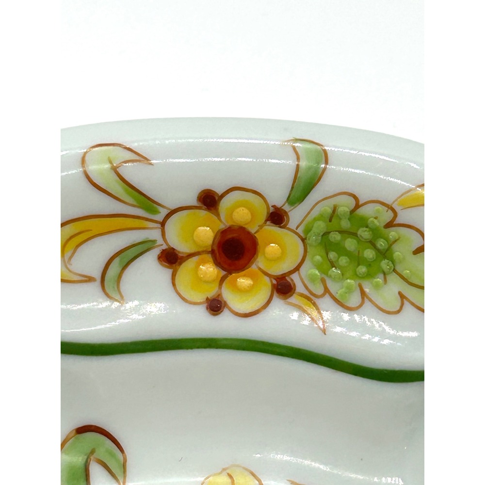 Sherle Wagner Italy Hand Painted Floral Porcelain Scalloped Soap Trinket Dish - Picture 5 of 13